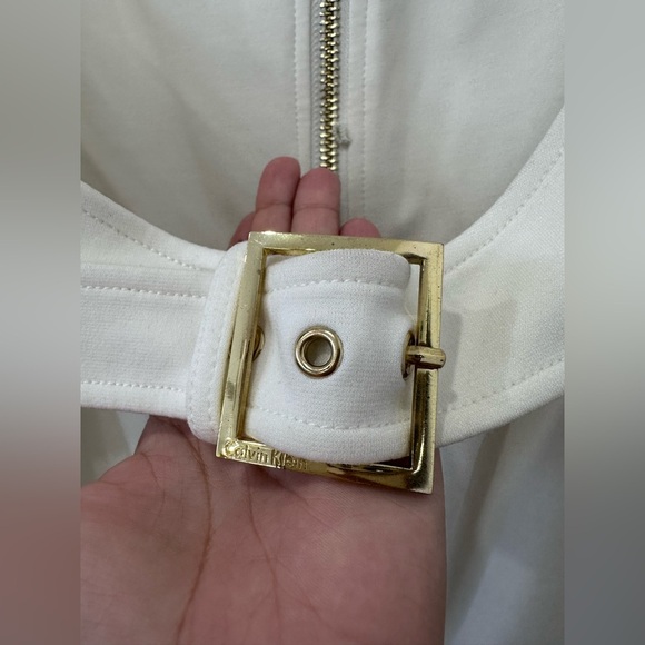 Calvin Klein Women's Cream Zip-Front Dress - Size 14 - Picture 8 of 15